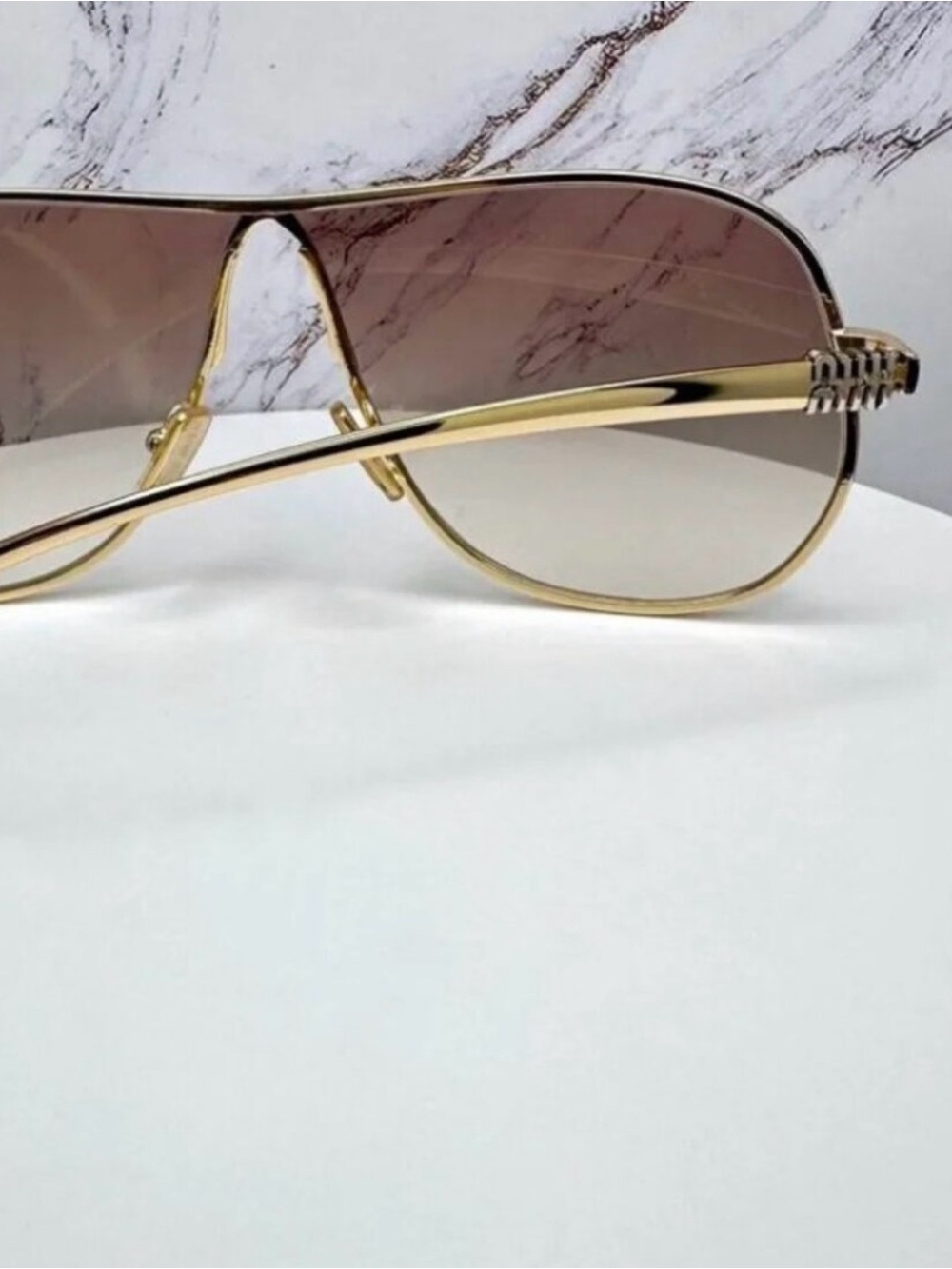 🕶️ Miu Miu Gold Aviator Sunglasses with Pink Gradient Lenses ✨ - Picture 6 of 6